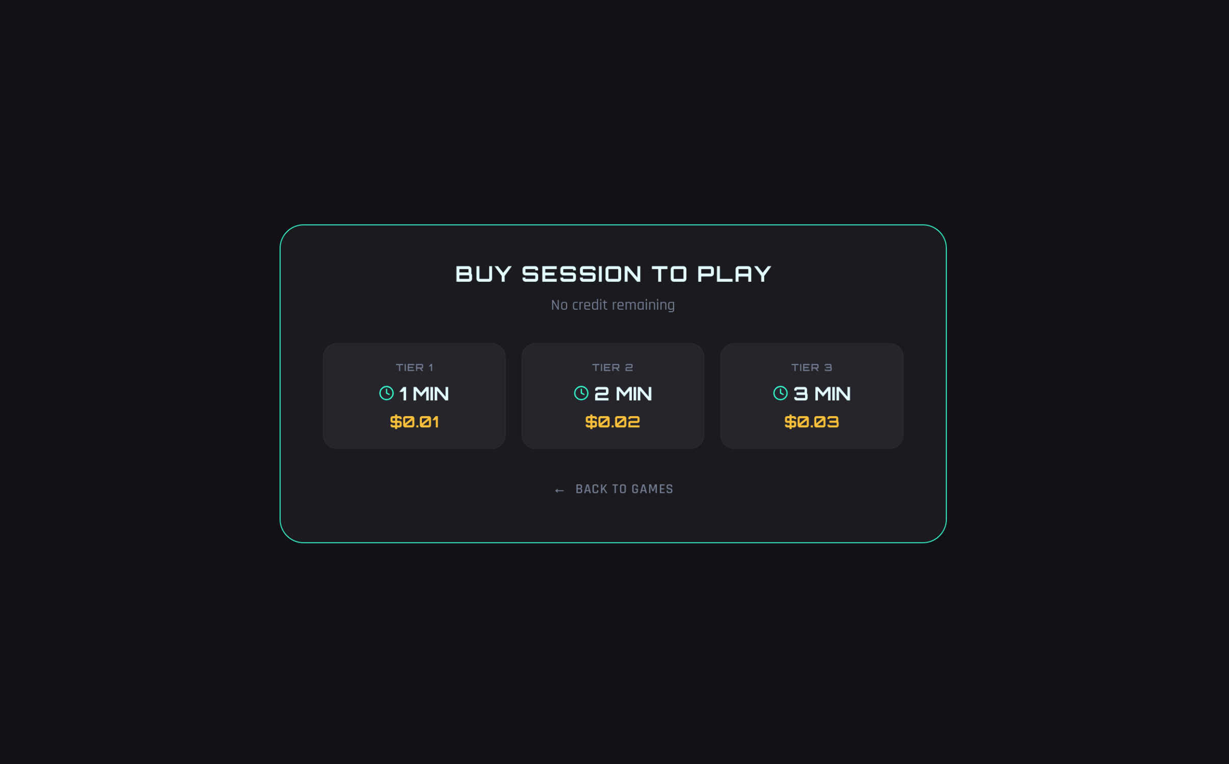 Buy session screen